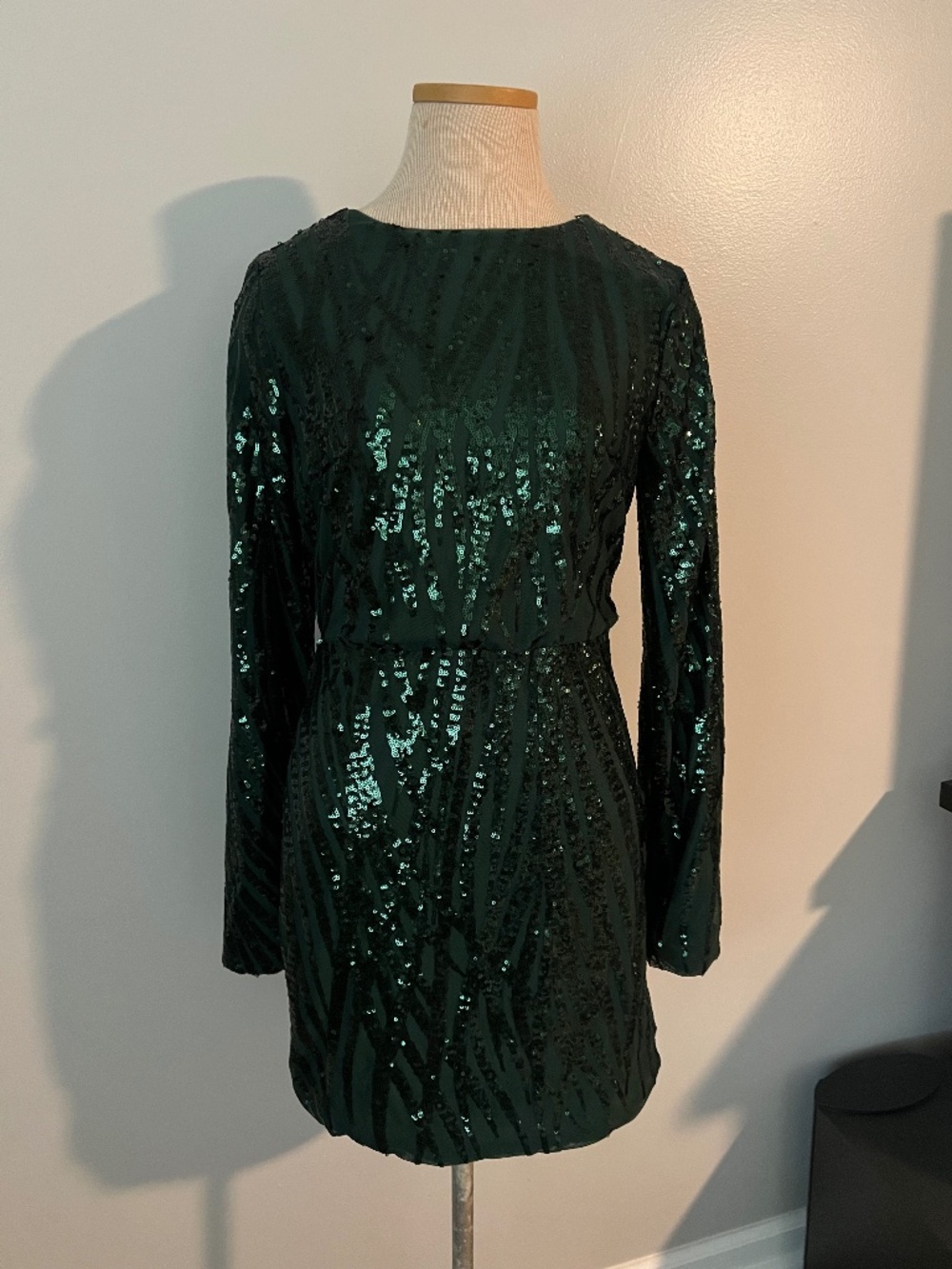 NWT Love & Lemonade Dark Green Sequin Mini-dress Size L